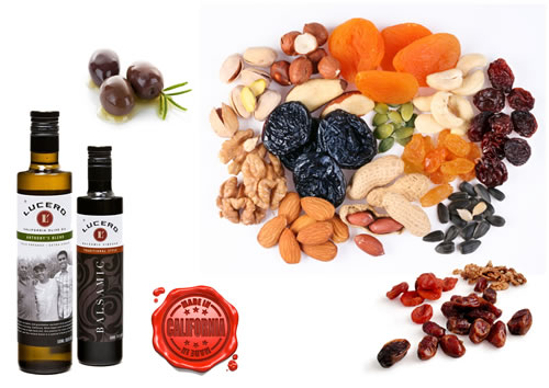 We carry a wide range of California grown dried fruit, nuts and quality olive oil